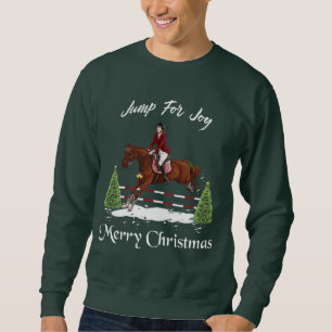 Moletom Feliz Natal, cavalo de salto inglês equestre