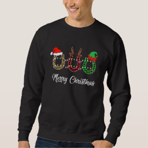 Moletom Feliz Natal Cavalo Hoof Red Xadrez Santa Hat Paj