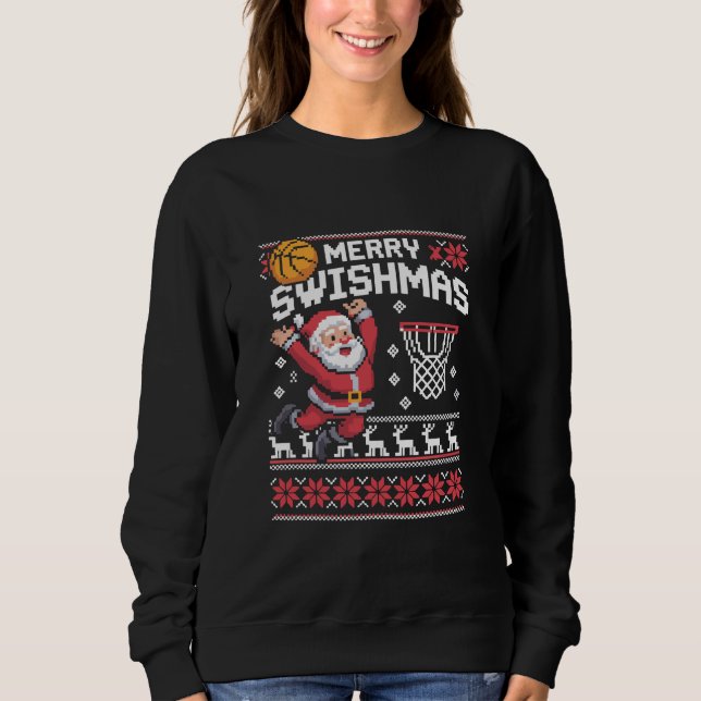 Moletom Feliz Natal com Basquete de Natal Feio  (Frente)
