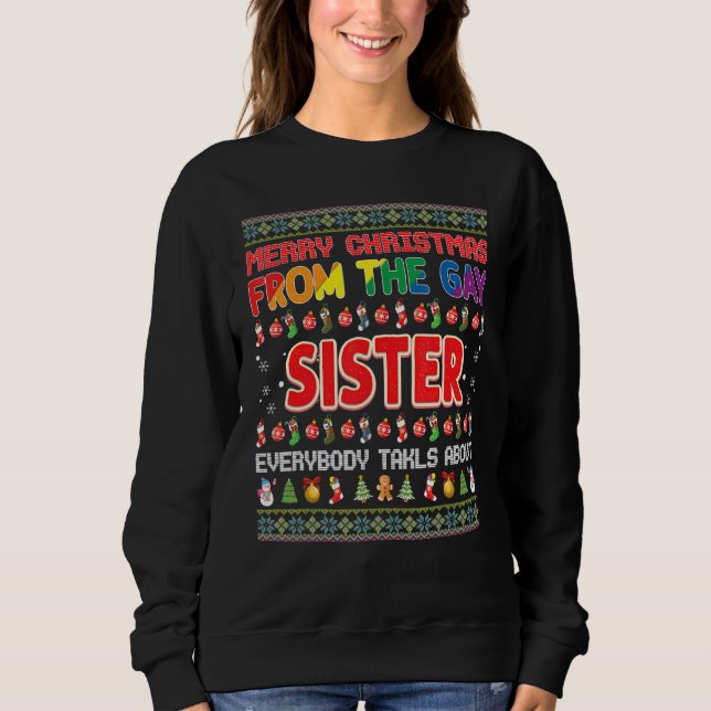 Moletom Feliz Natal Da Irmã Gay Lgbt Papais noeis Sweater (Frente)
