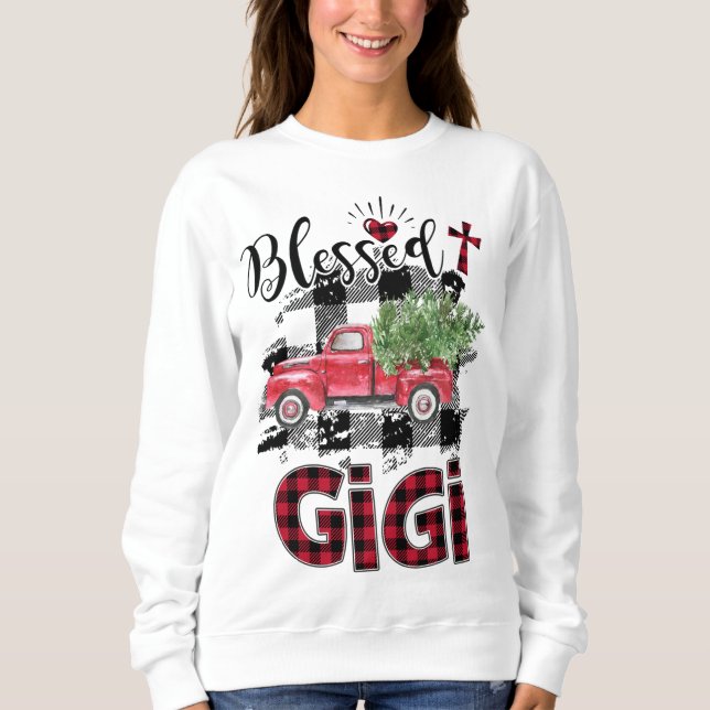 Moletom Feliz Natal da xadrez Vermelha Gigi (Frente)