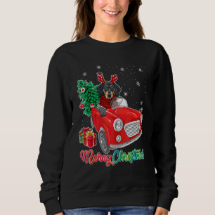 Moletom Feliz Natal Dachshund Dog Red Truck Árvore de Nata