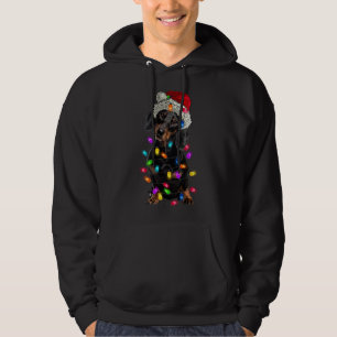 Moletom Feliz Natal Dachshund Santa Hat Lights Xmas
