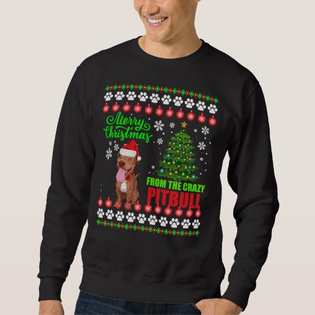 Moletom Feliz Natal De Pitbull Dog Ugly Sweater (Frente)