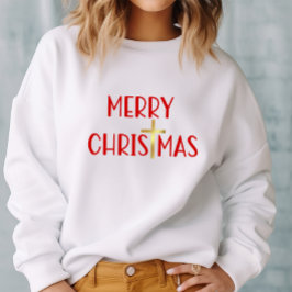 Moletom Feliz Natal Dourado Cruz Cristã Faith White