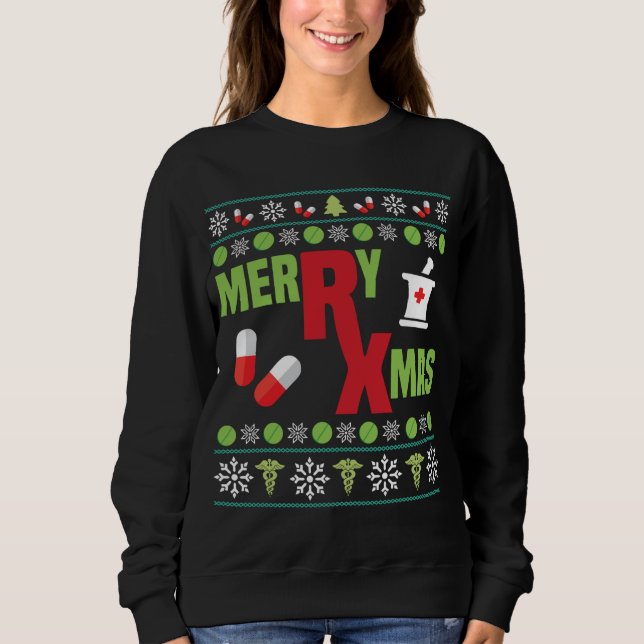 Moletom Feliz Natal Farmacêutico Ugly Sweater Presente (Frente)
