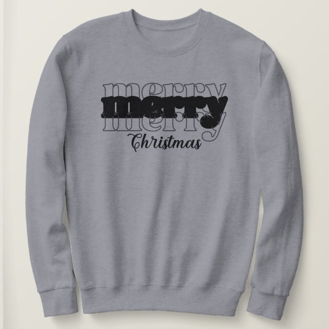Moletom Feliz Natal: Feriado de Script Moderno Negro da Ci (Frente do Design)