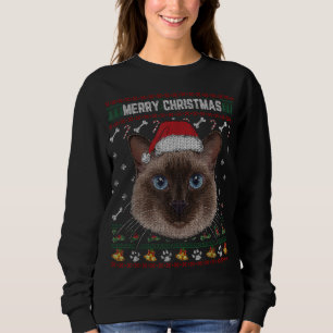 Moletom Feliz Natal Gato Siamês Amadurece Xmas Suor Feio