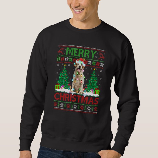 Moletom Feliz Natal Iluminação Feia Brittany Spaniel Dog (Frente)