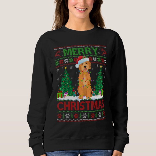 Moletom Feliz Natal Iluminação Feia Goldendoodle Christm (Frente)
