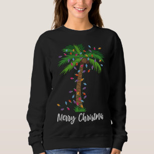 Moletom Feliz Natal Lights Palm Tree Beach Xmas Pajama