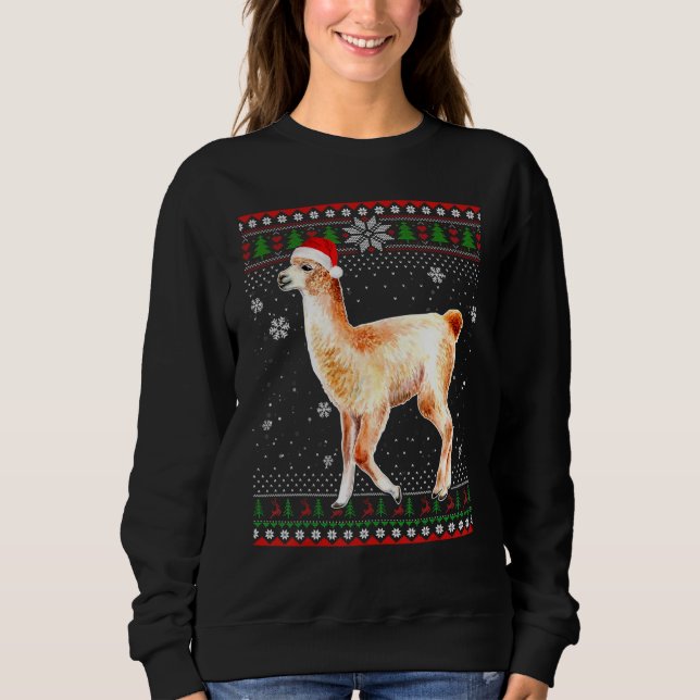 Moletom Feliz Natal Llama Papais noeis De Chapéu Em Neve S (Frente)
