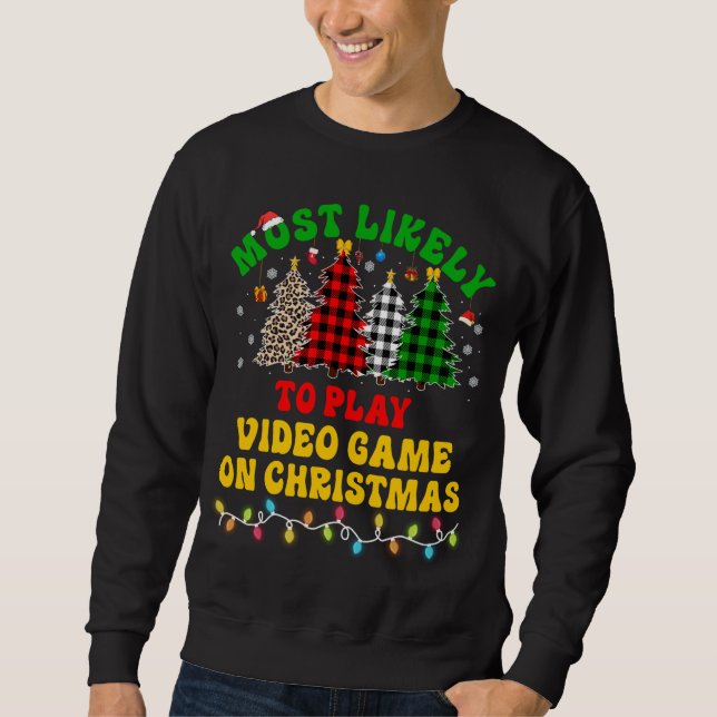 Moletom Feliz Natal Mais Provável Para Jogar Vídeo (Frente)