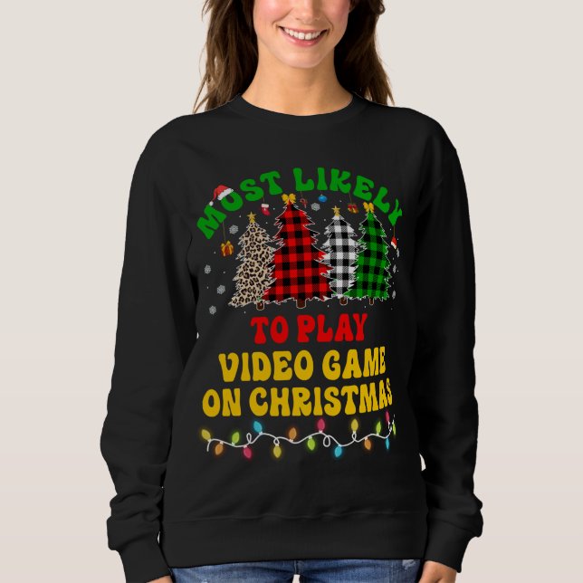 Moletom Feliz Natal Mais Provável Para Jogar Vídeo (Frente)