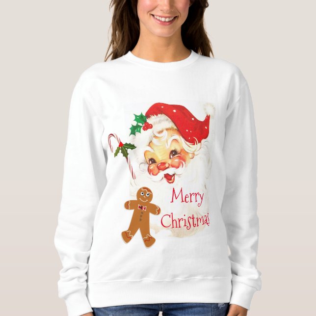 Moletom Feliz Natal Papai Noel Vintage Branco  (Frente)