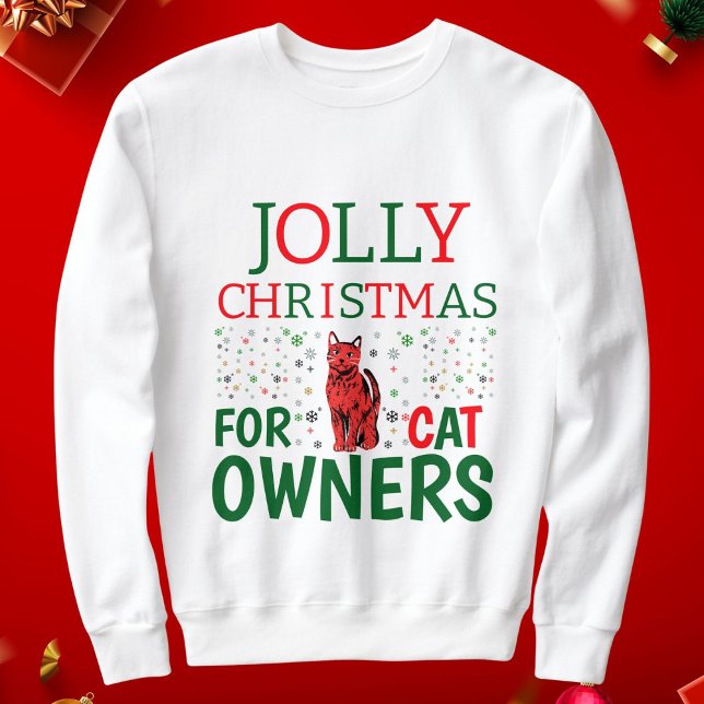 Moletom Feliz Natal Para Proprietários De Gato Personaliza (Criador carregado)