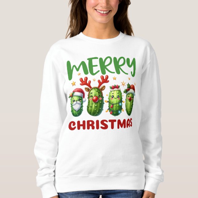 Moletom Feliz Natal Piada de Férias Engraçada Pickle Adorá (Frente)