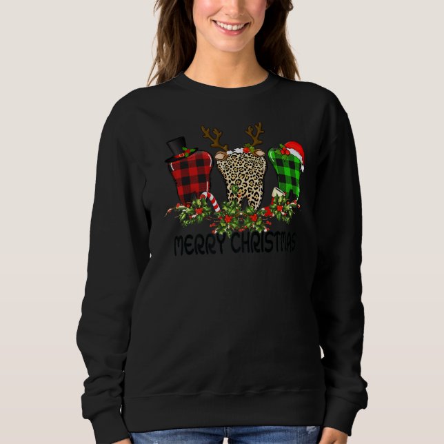Moletom Feliz Natal Pijamas Leopard Xadrez Vermelha Sa (Frente)