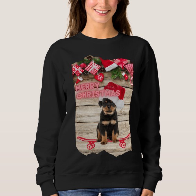 Moletom Feliz Natal Rottweiler Puppy No skate (Frente)