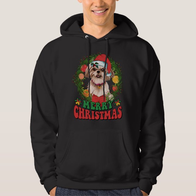 Moletom Feliz Natal Shih Tzu Santa Hat Dog Soa Feio (Frente)