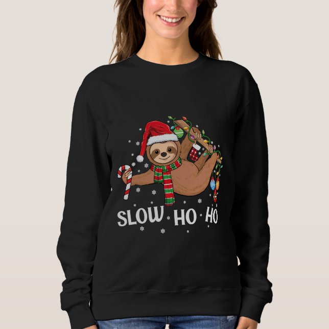 Moletom Feliz Natal Slothmas Pajamas Santa Hat S (Frente)