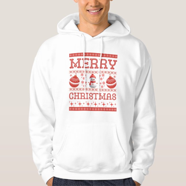 Moletom Feliz Natal Snowman Ugly Sweater Hoodie (Frente)
