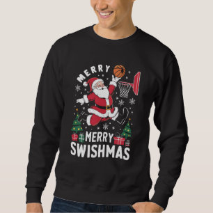 Moletom Feliz Natal Swishmas Papai Noel Jogando Basquete 