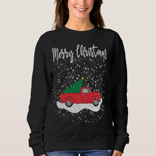 Moletom Feliz Natal Tee Red Truck Árvore de Natal (Frente)