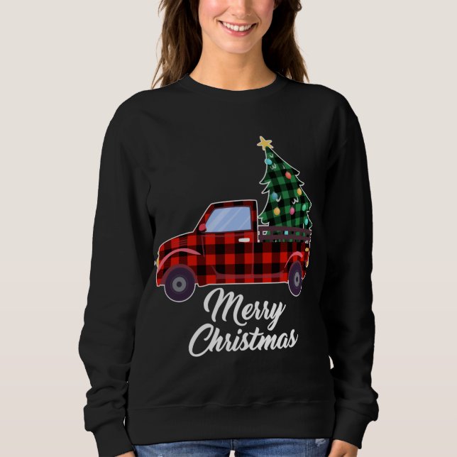 Moletom Feliz Natal Tree Buffalo Xadrez Red Truck (Frente)