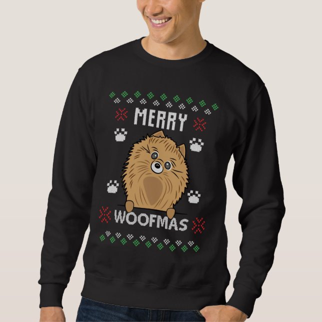 Moletom Feliz Natal Woofmas Pomeranian Dog Fegly (Frente)