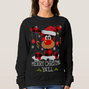 Moletom Feliz Natal Ya ll Buffalo Red Xadrez Reindeer S