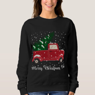 Moletom Feliz Natal Y'all Red Truck Árvore de Natal Xma