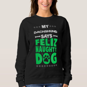 Moletom Feliz Naughn Dog Cute Dachshund Natal