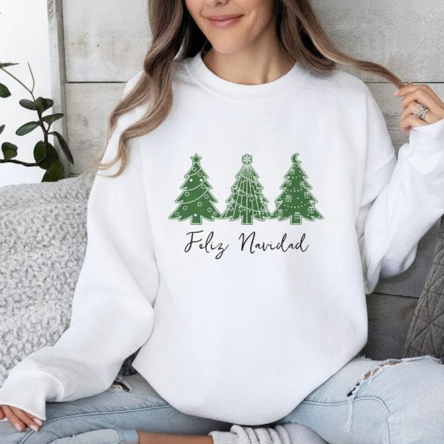 Moletom Feliz Navidad Green Christmas Tree Festive Holiday (Feliz Navidad Green Christmas Tree Festive Holiday Sweatshirt
)