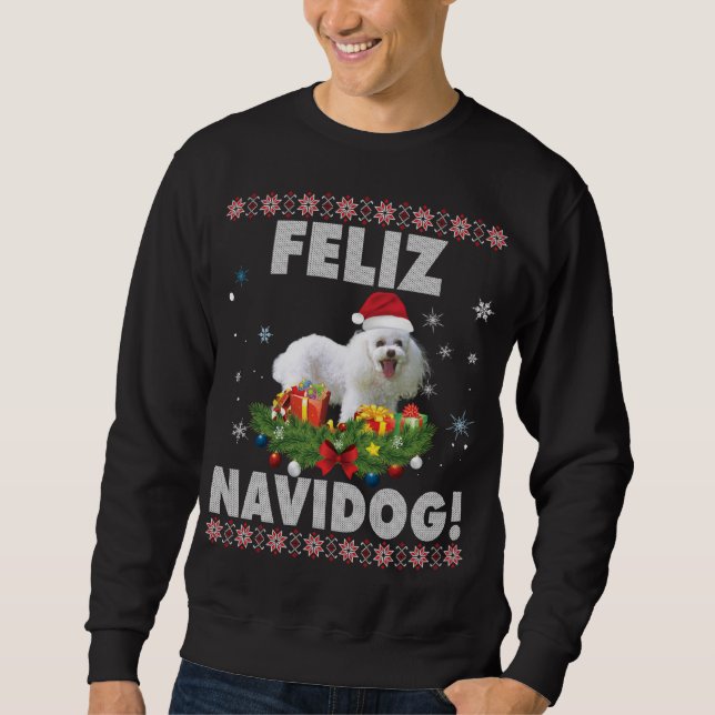 Moletom Feliz Navidog Poodle Dog Ugly Sweater Natal Sa (Frente)