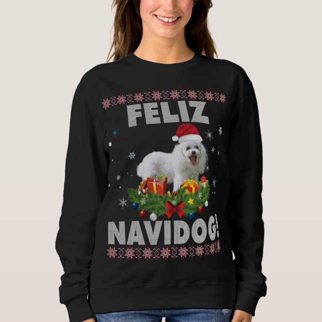 Moletom Feliz Navidog Poodle Dog Ugly Sweater Natal Sa (Frente)