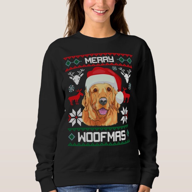 Moletom Feliz ouro de varejo Woofmas Suor de Natal Natal (Frente)