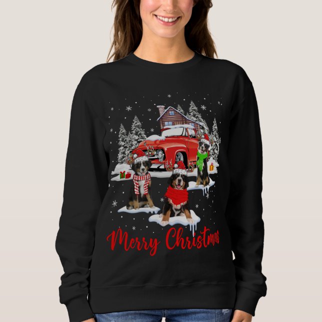 Moletom Feliz Papai noel de Natal Reindeer Bernese Mountai (Frente)