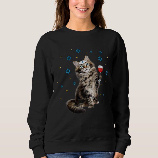 Moletom Feliz Páscoa Maine Coon Cat  Seder Feriado Judaico (Frente)