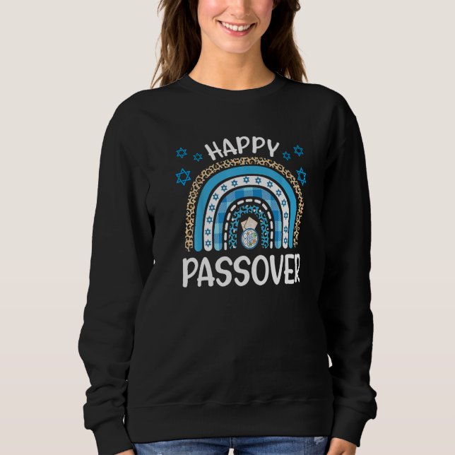 Moletom Feliz Passover Leopard Imprima Rainbow Pesach jude (Frente)