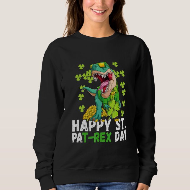 Moletom Feliz Pat Trex Dia de São Patrício Dinossaur Trex  (Frente)