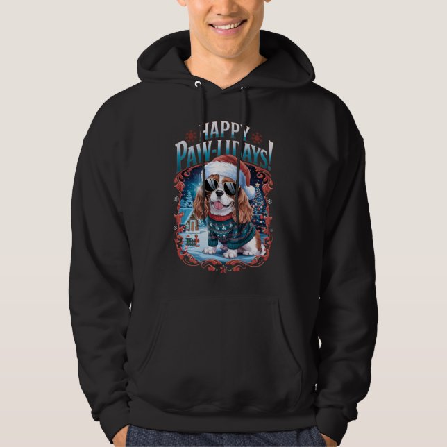 Moletom Feliz Pawlidays Cavalier Rei Charles Spaniel Xmas (Frente)