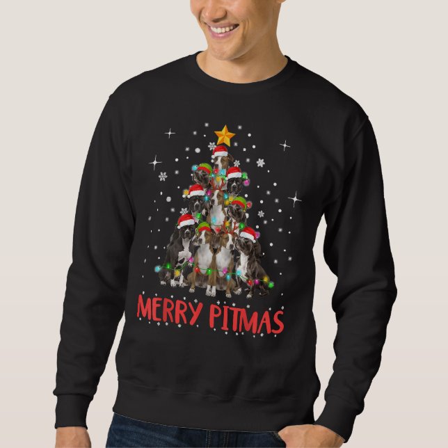 Moletom Feliz Pitbull Cachorro de Natal Feio Tr (Frente)