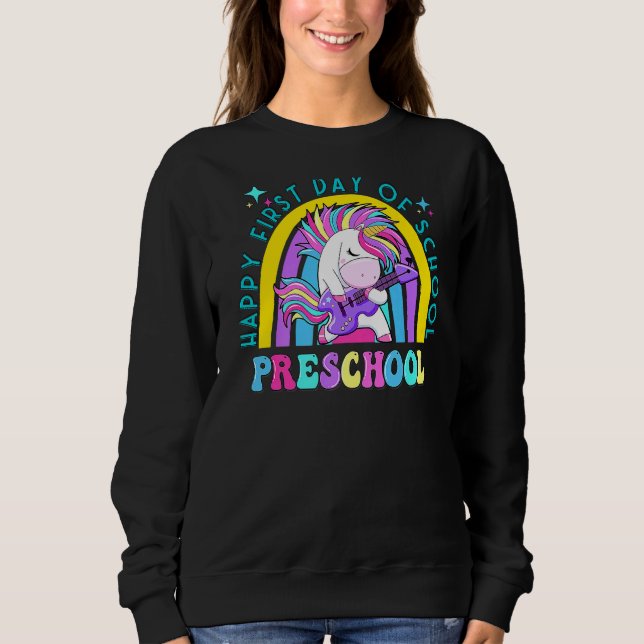 Moletom Feliz Pré-Escolas Elétricas de Guitarra Unicorn (Frente)