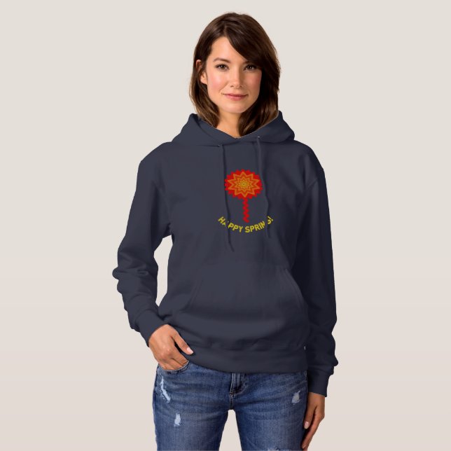 Moletom Feliz Primavera, Hoodie, de mulheres (Frente Completa)