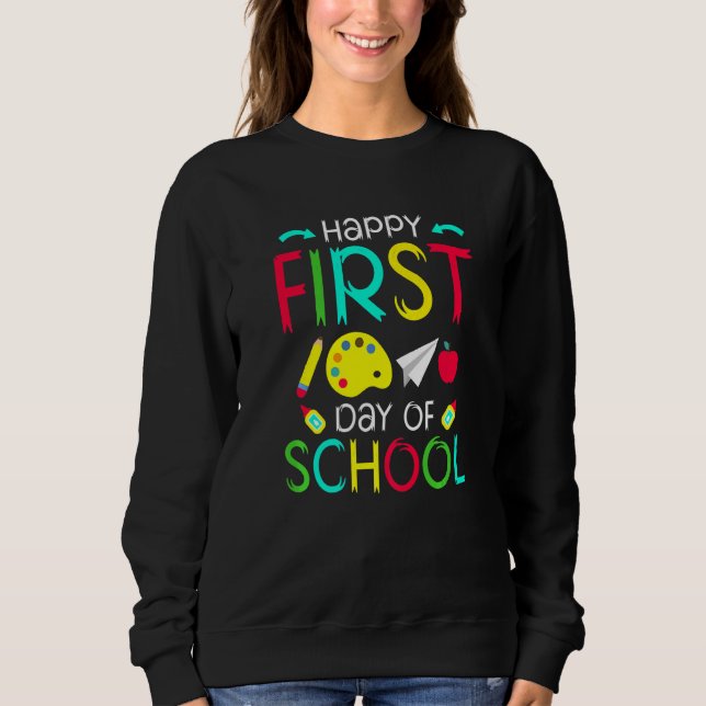 Moletom Feliz primeiro dia de escola de volta à escola pré (Frente)