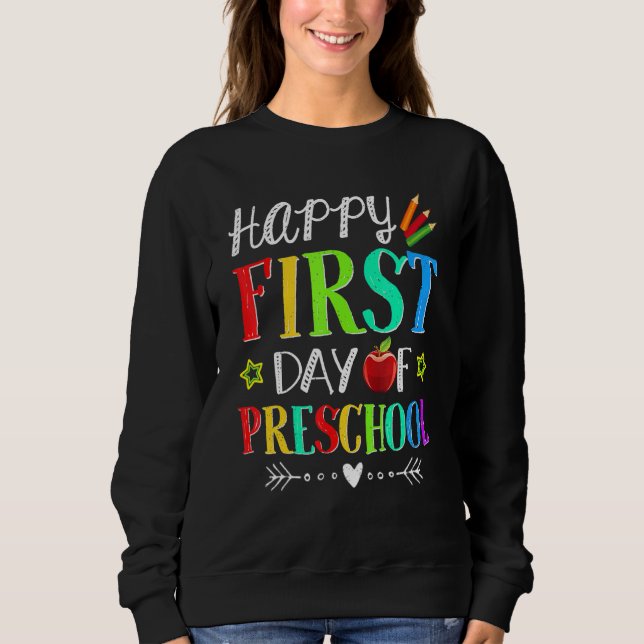 Moletom Feliz Primeiro Professor De Pré-Escolas De Volta A (Frente)