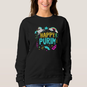 Moletom Feliz Purim Idea Crianças Unicorn Hebraico Jewis