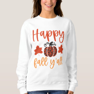 Moletom Feliz Queda Vocês Todos Pumpkin Leopardo com Folha