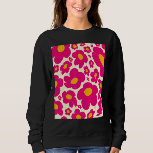 Moletom Feliz Retro Vintage Flores de Paz Rosa